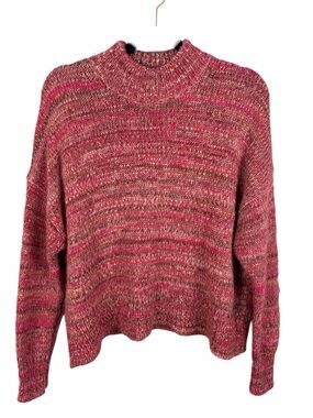 J.Crew Marled Pink Turtleneck Oversized Sweater Cozy Knit Small Casual
